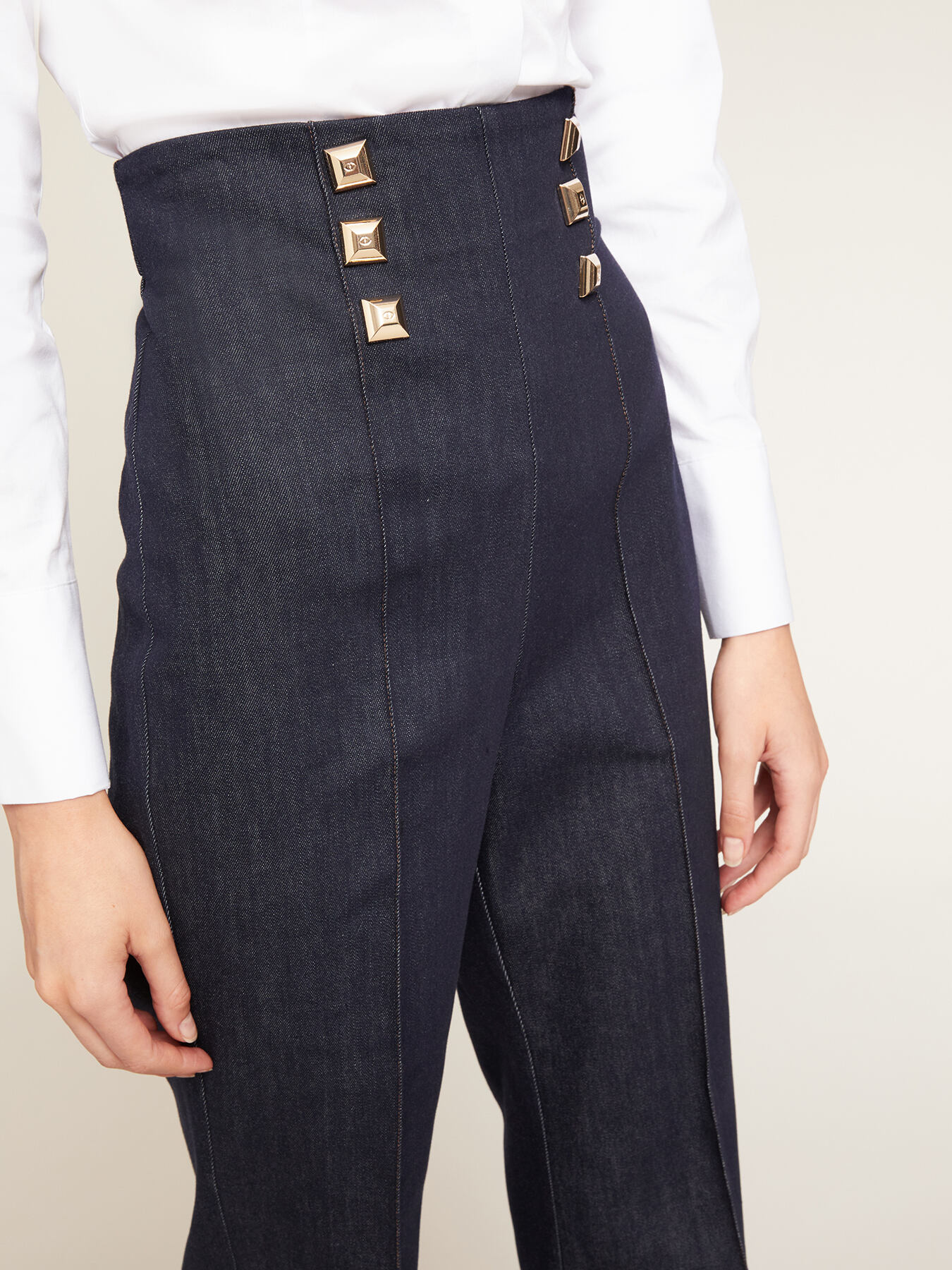 Flared jeans with button feature image number 3