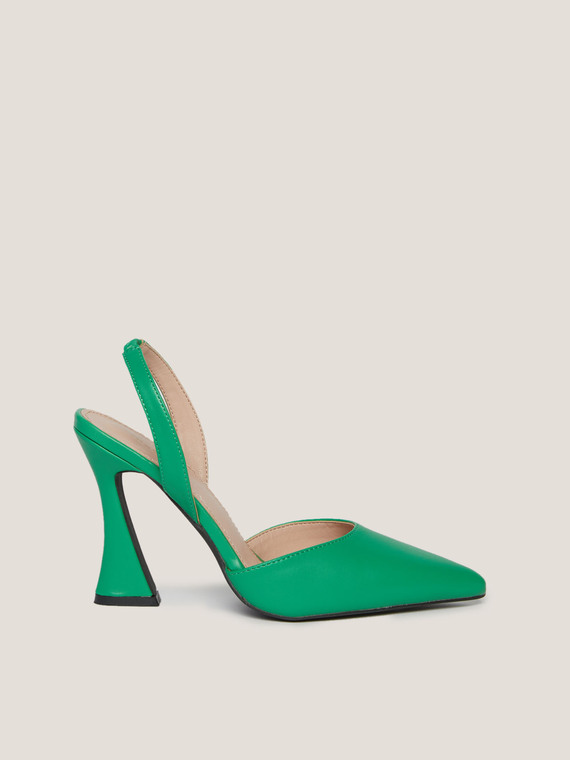 Slingback court shoes with spool heel