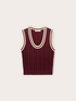 Cable knit top with striped edges image number 4