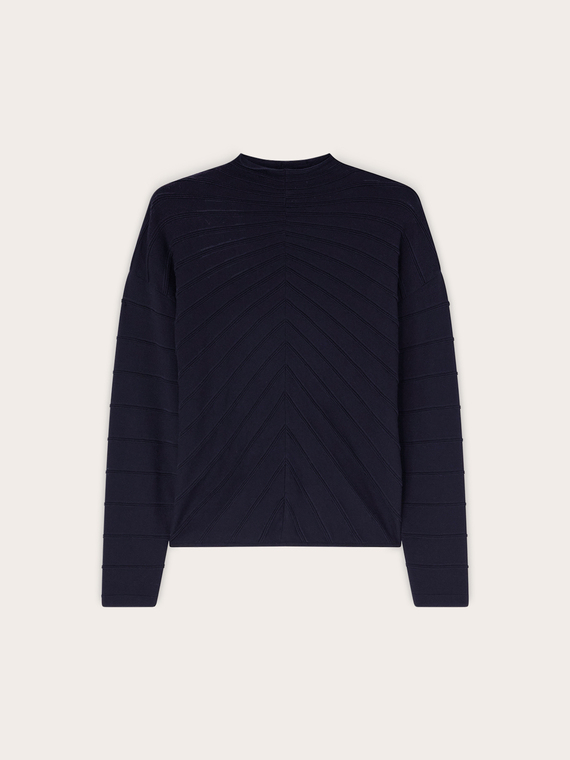 Pull col montant en viscose avec motif chevron