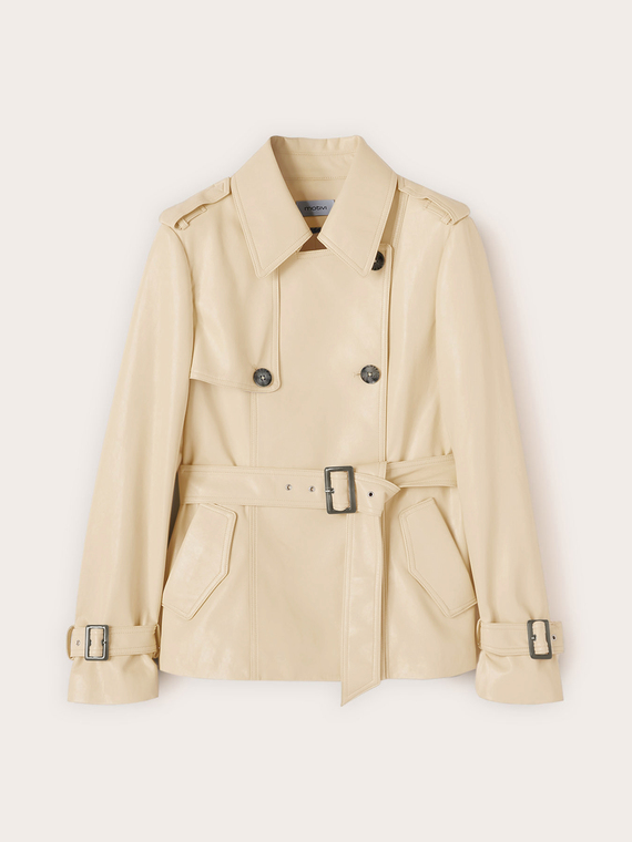 Trench court double boutonnage avec ceinture