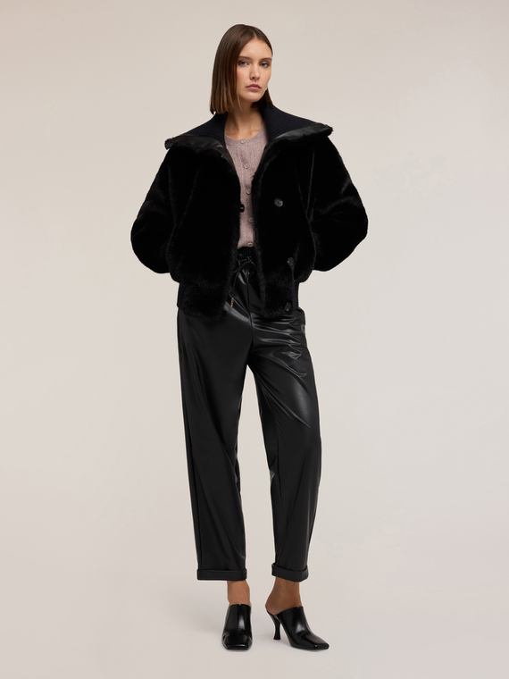Jacke mit Teddy-Effekt und hohem Kragen