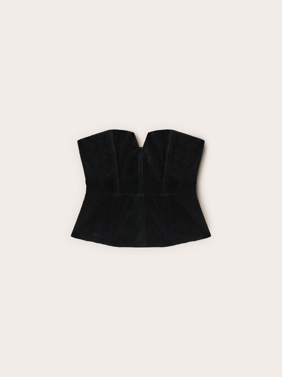 Velvet bustier top with sweetheart neckline