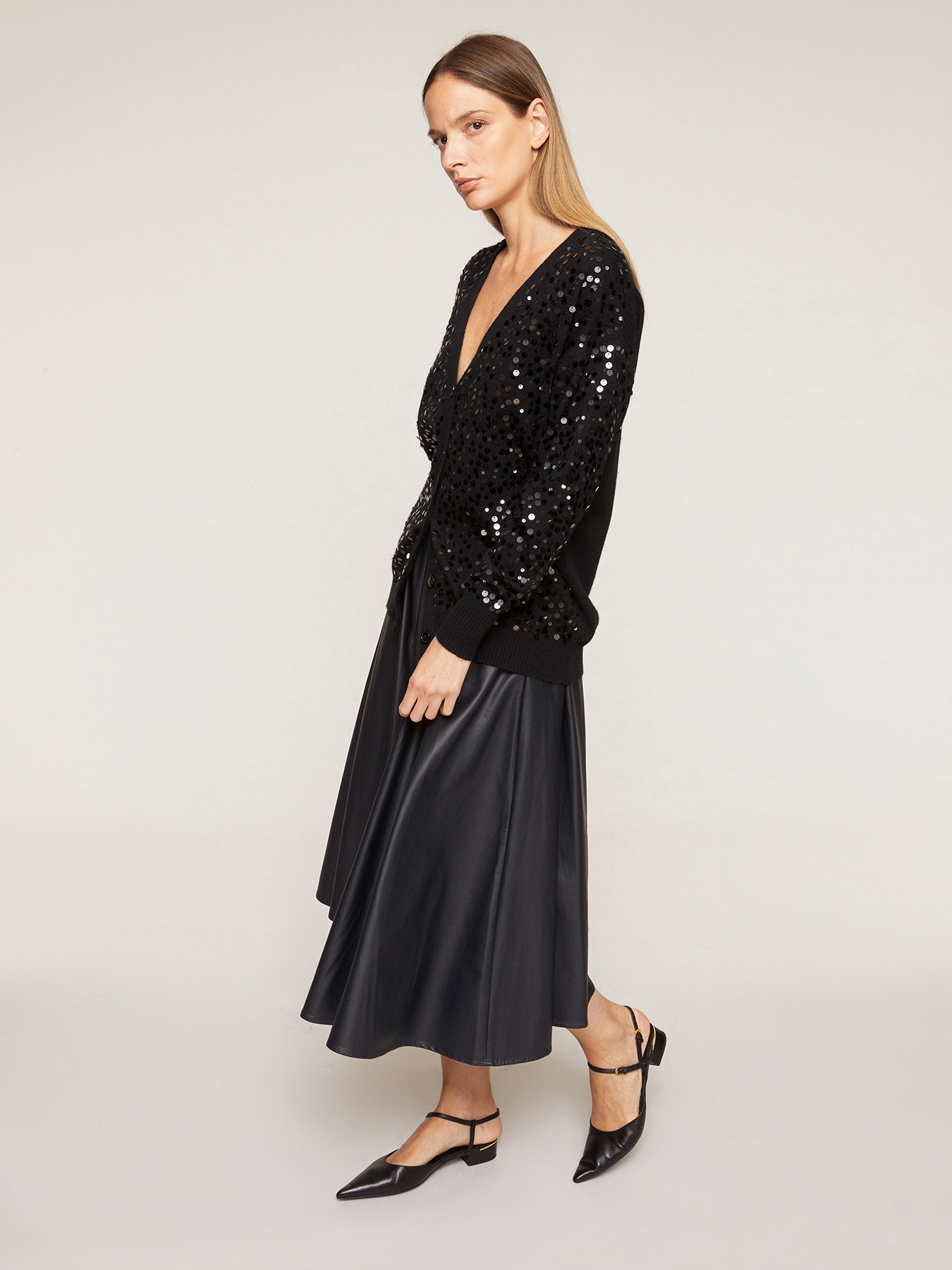 Knit cardigan with sequin decoration image number 3