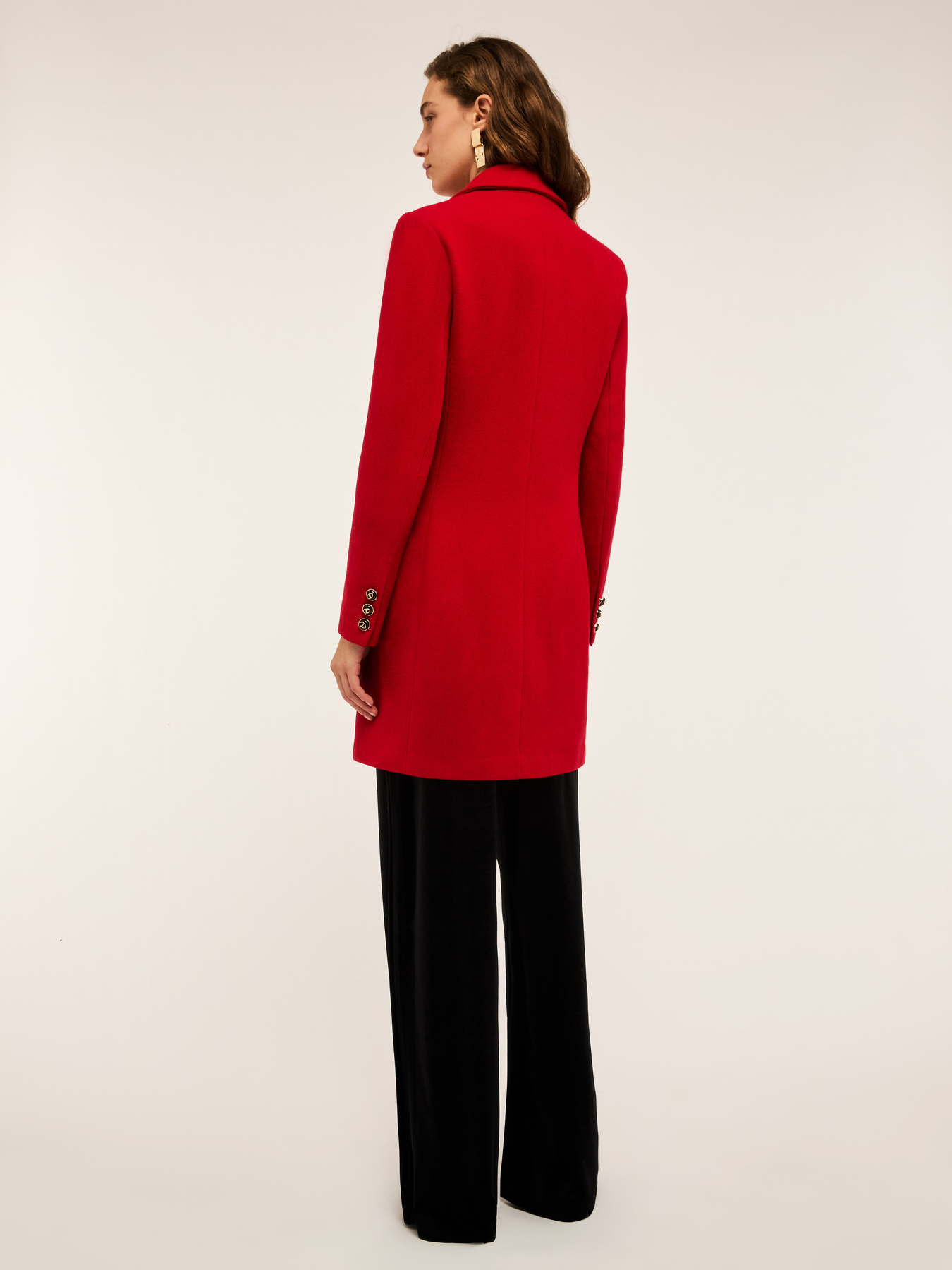 Manteau &agrave; simple boutonnage en drap de laine m&eacute;lang&eacute;e image number 1