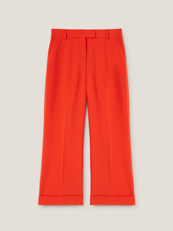 Wide-leg cropped trousers with turn-up