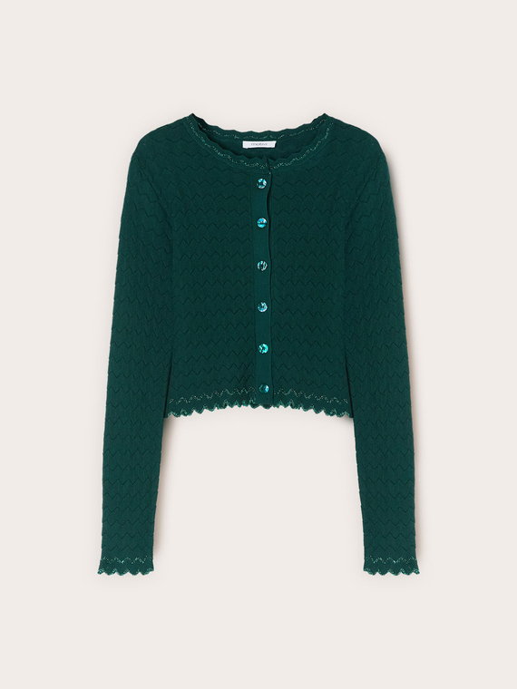 Cardigan court en tricot effet dentelle