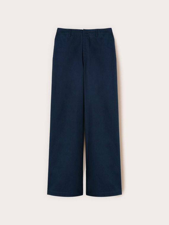 Pantaloni palazzo din twill de bumbac