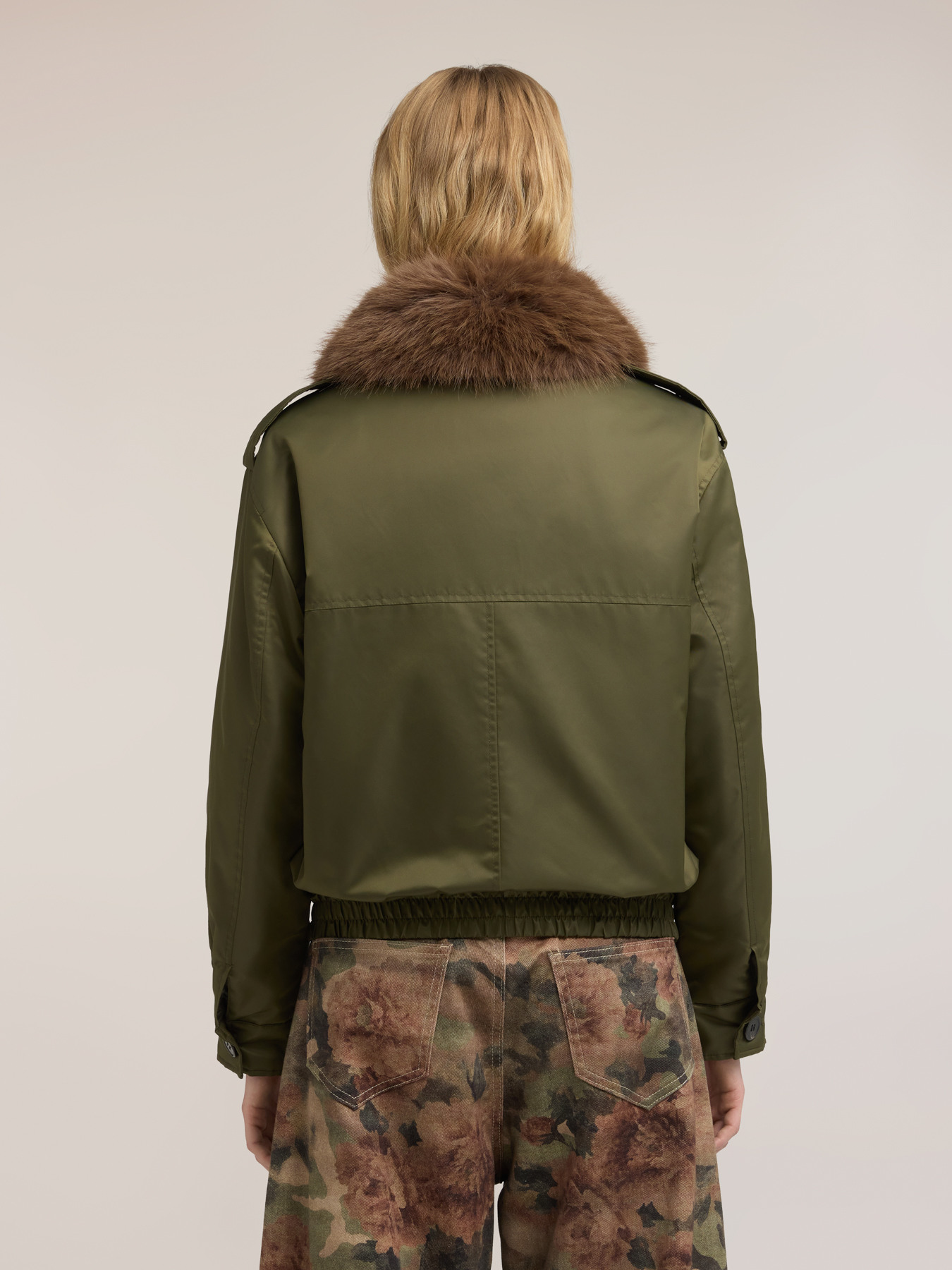 Bomber in nylon con collo removibile image number 1