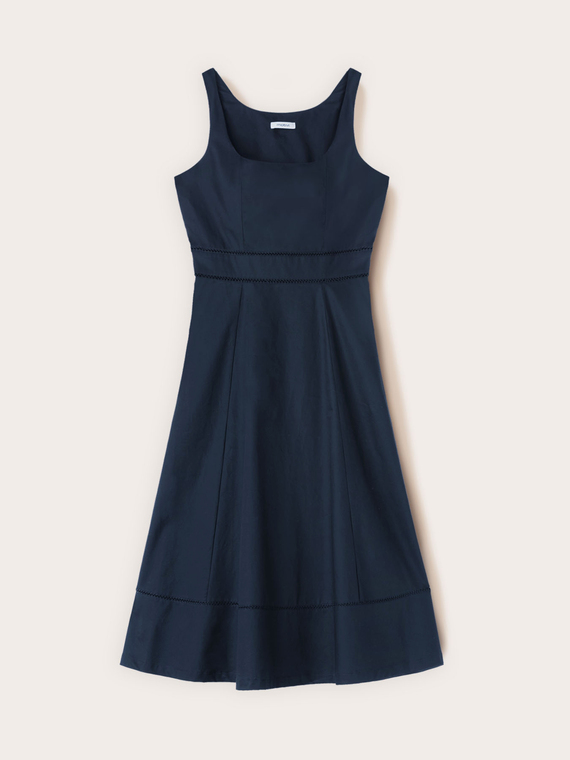 Flare dress in poplin with ajour&eacute;