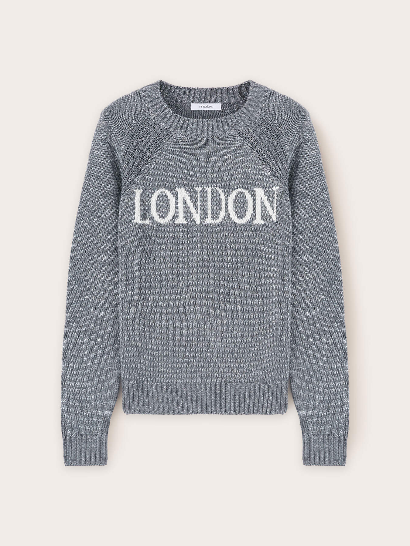 Pullover mit rundem Ausschnitt mit Jacquard-Schriftzug image number 5