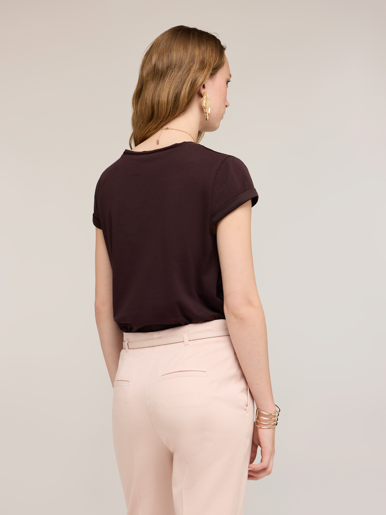 Two-material T-shirt image number 2