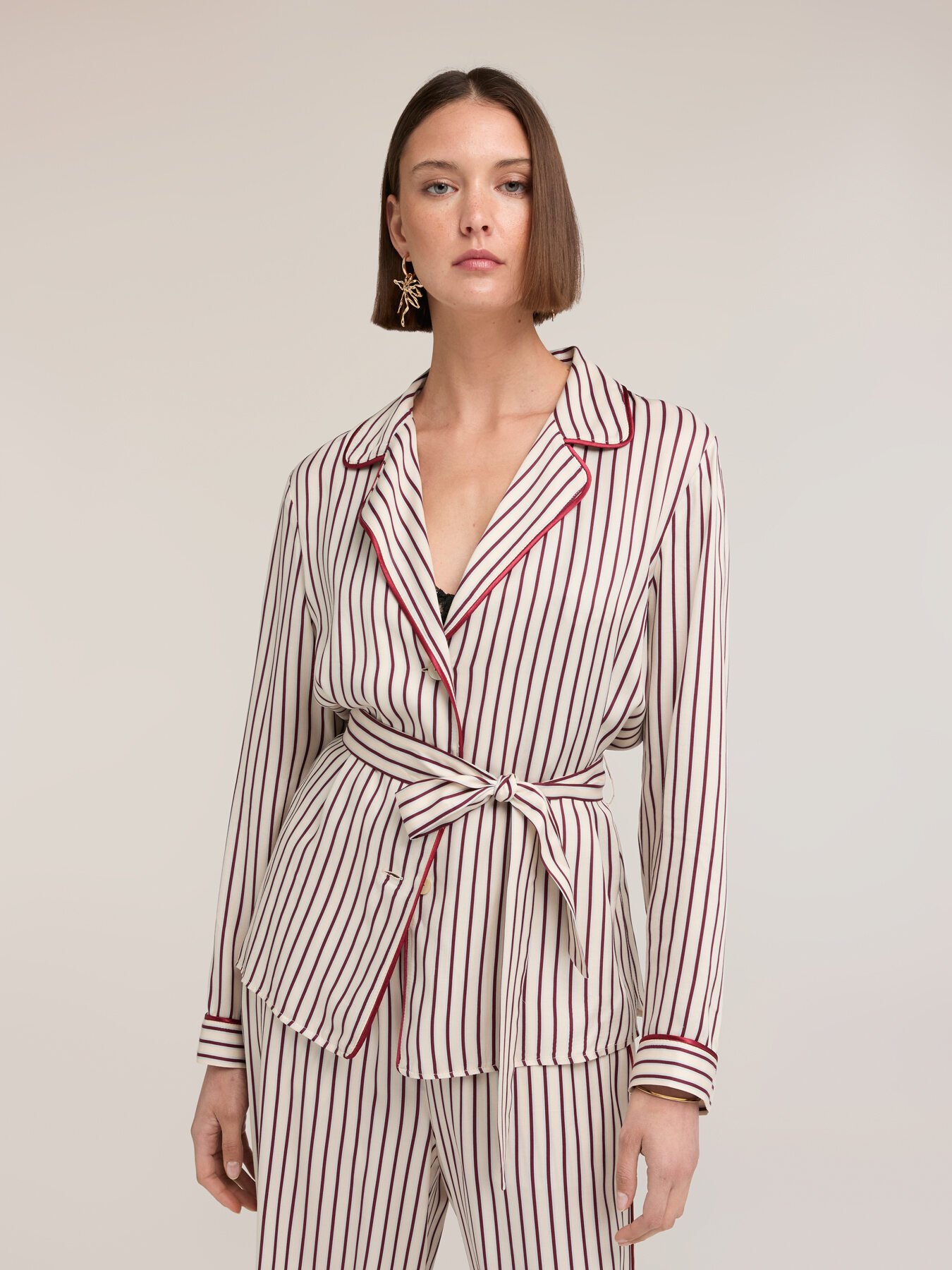 Striped shirt in viscose twill image number 3