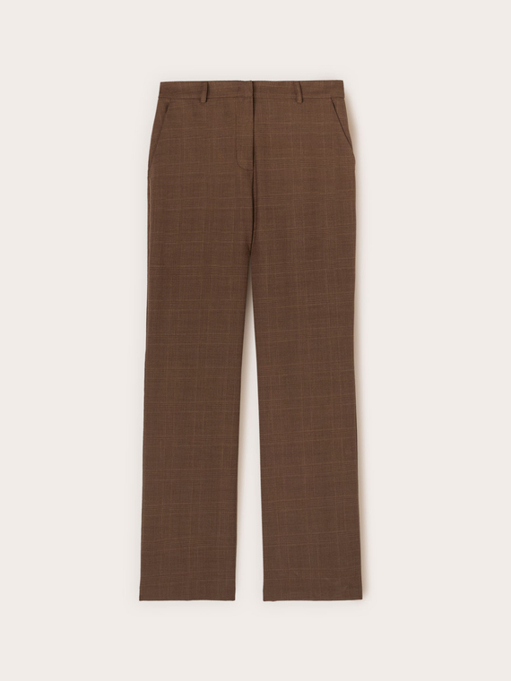 Pantalon palazzo en polyviscose &agrave; carreaux
