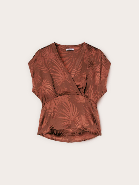 Kimono blouse in jacquard satin