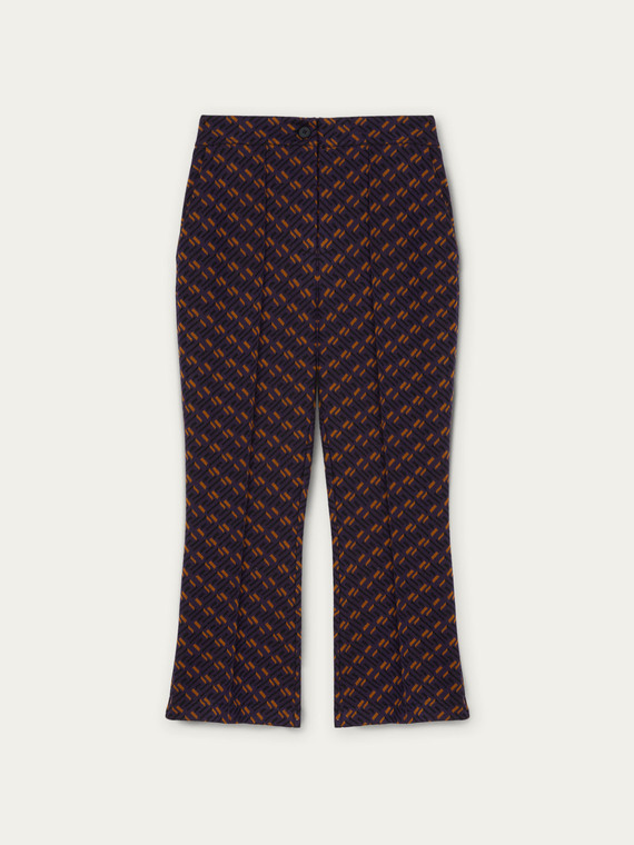 Pantalon kick flare à motif géométrique