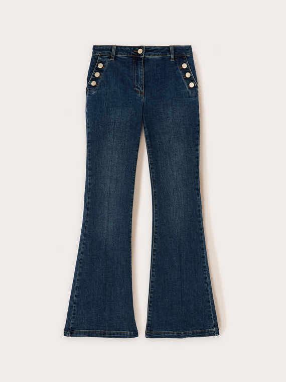 Schlagjeans mit Knopfmuster