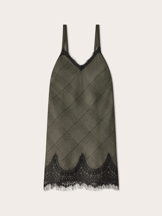Mini dress with lace flounce