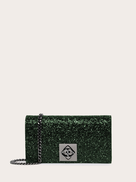 Sac portefeuille en tissu enduit de paillettes