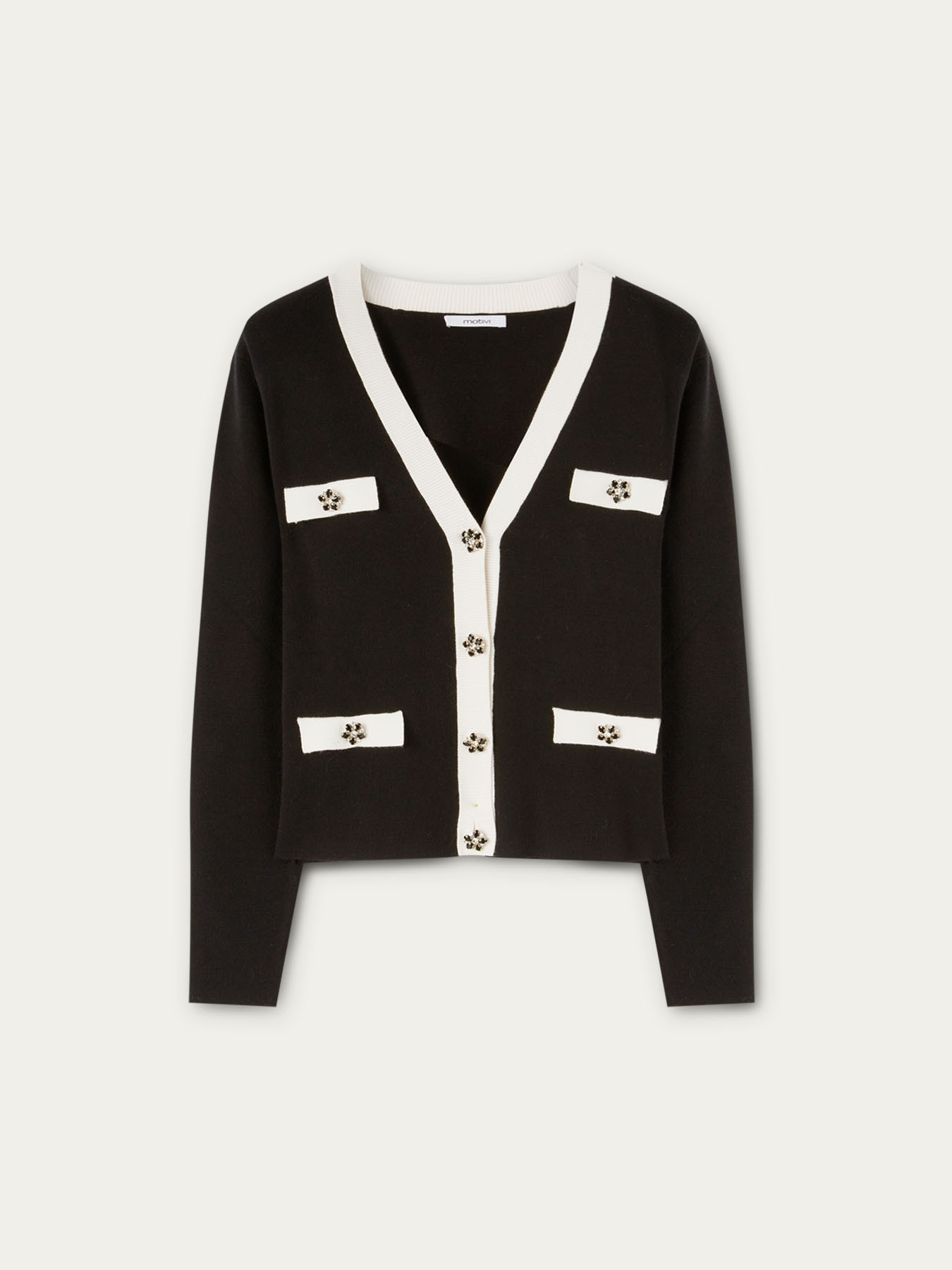 Cardigan scurt cu margini contrastante image number 3