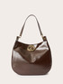 Hobo bag in tessuto spalmato lucido image number 1