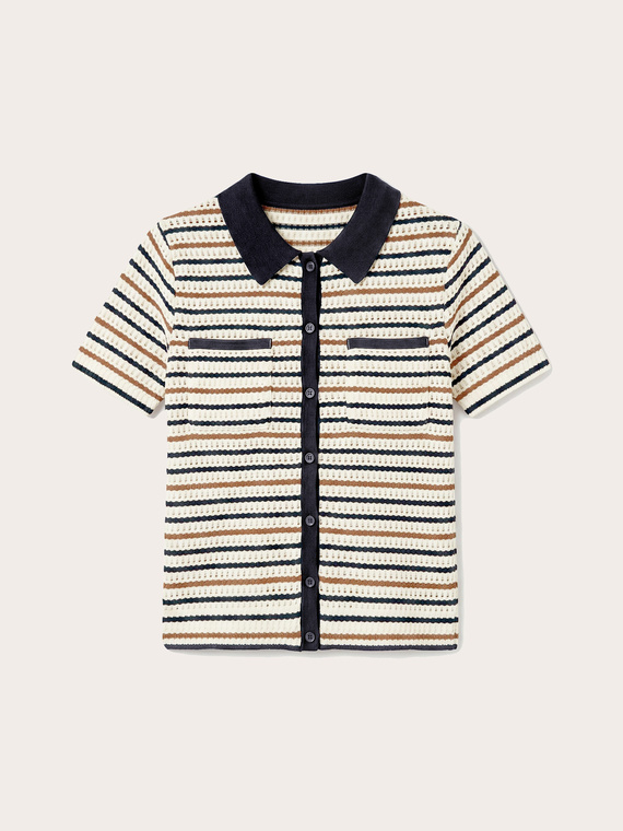 Striped t-shirt with contrast collar