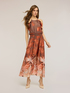 Long satin dress with print image number 0