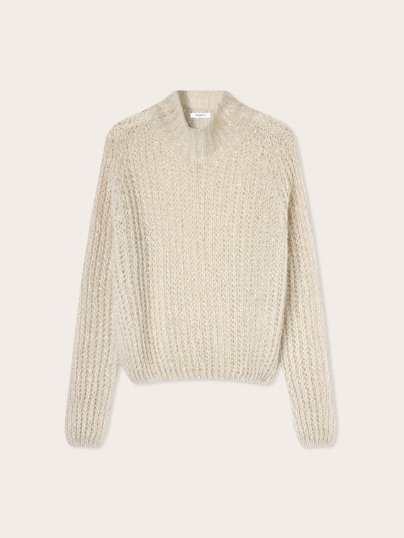 Mohair knit turtleneck with sequins