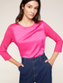 Camiseta bimaterial con mangas de tres cuartos image number 2