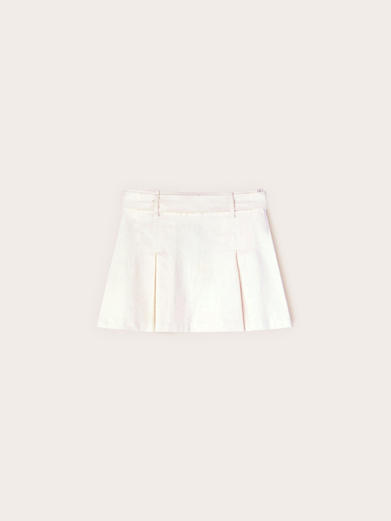 Pleated mini skirt with buttons