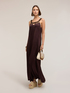 Maxi satin dress with metallic detail image number 0