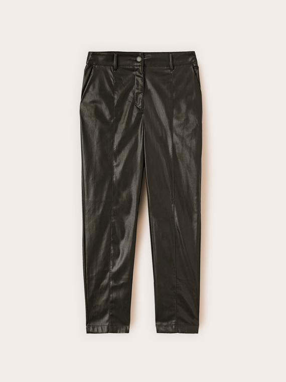 Slim fit trousers in coated fabric