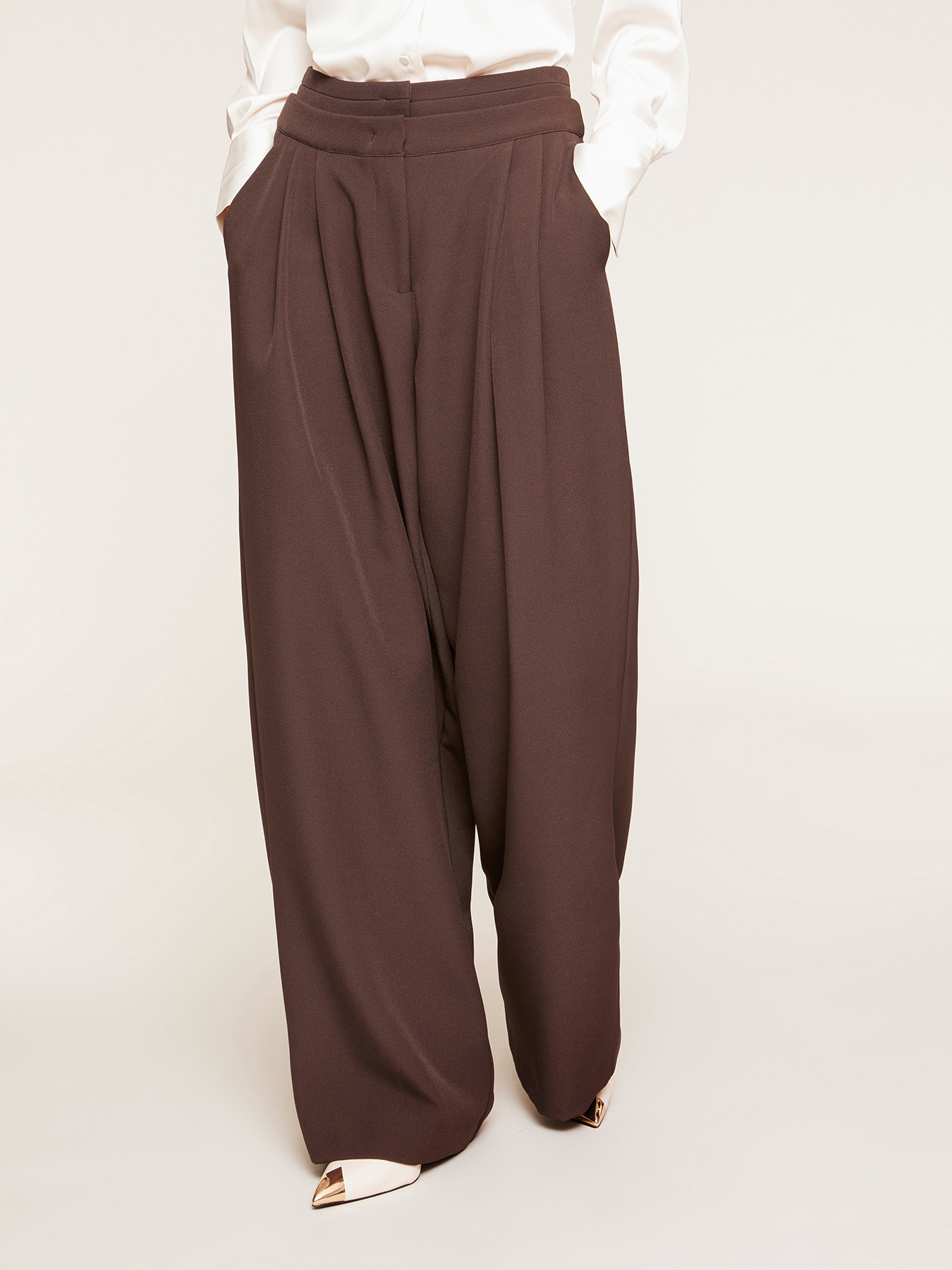 Palazzo trousers with pleats image number 0