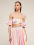 Short striped top with puff sleeves image number 0