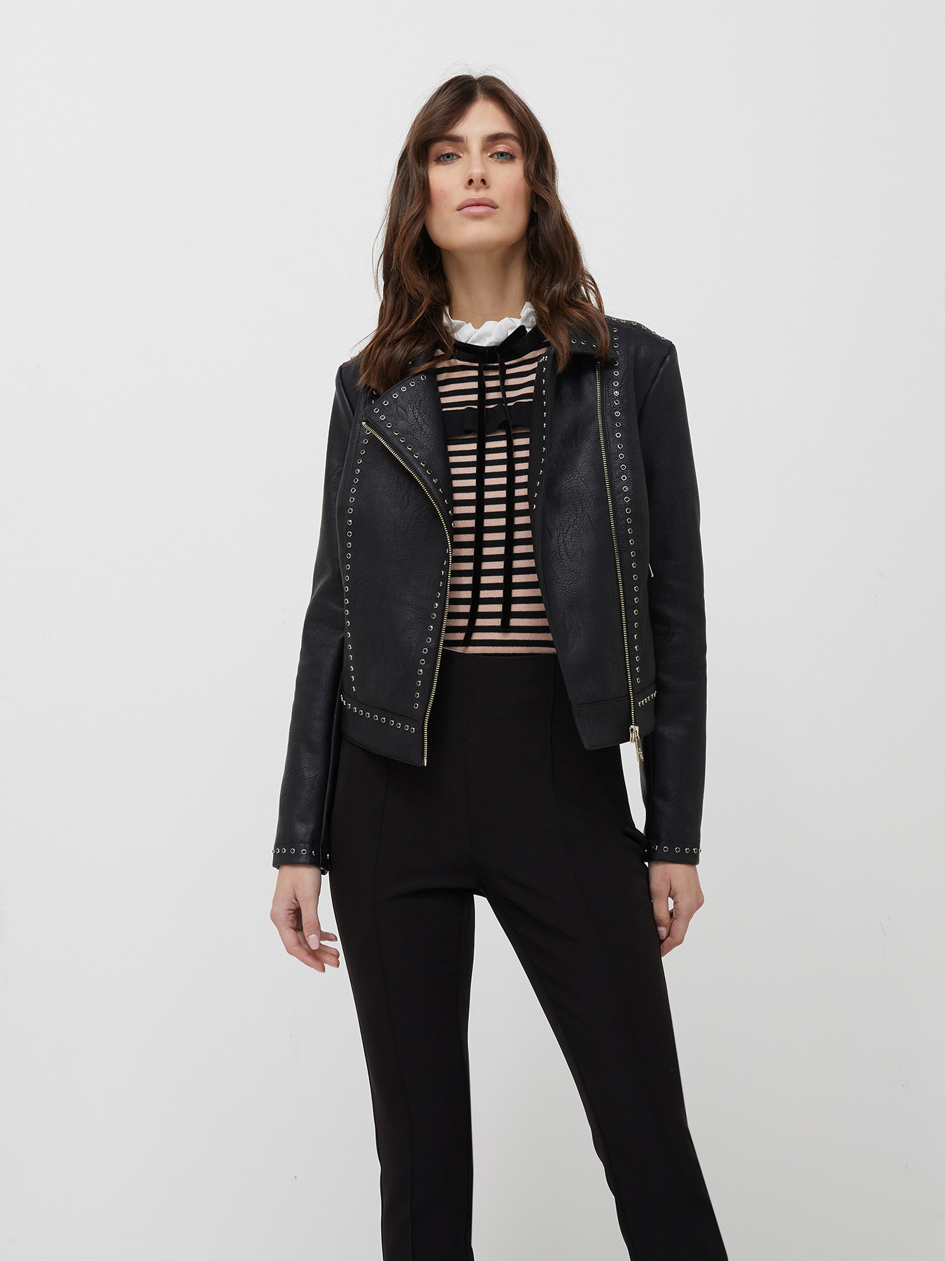 Giacca chiodo con borchie image number 0