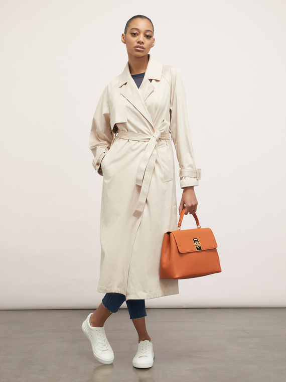 Suede-effect trench coat