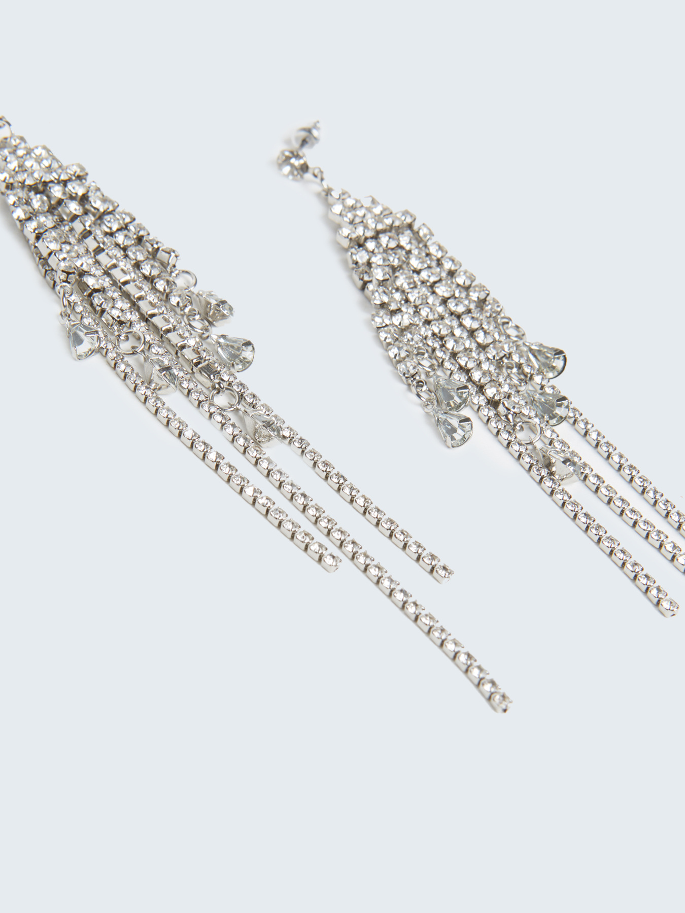 Drop earrings with rhinestone fringes image number 0