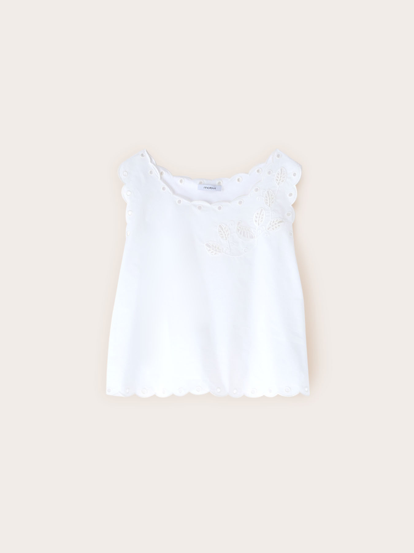 Crop top with openwork embroidery and scalloped edges image number 4