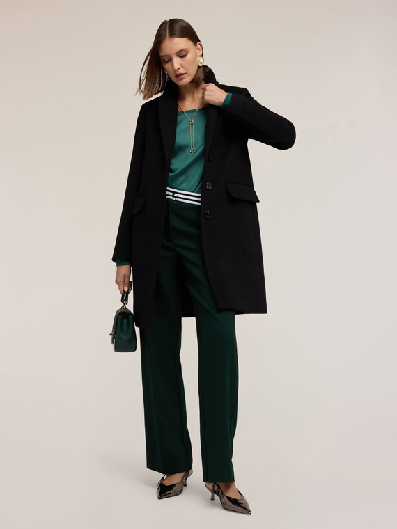 Knitted wool blend coat