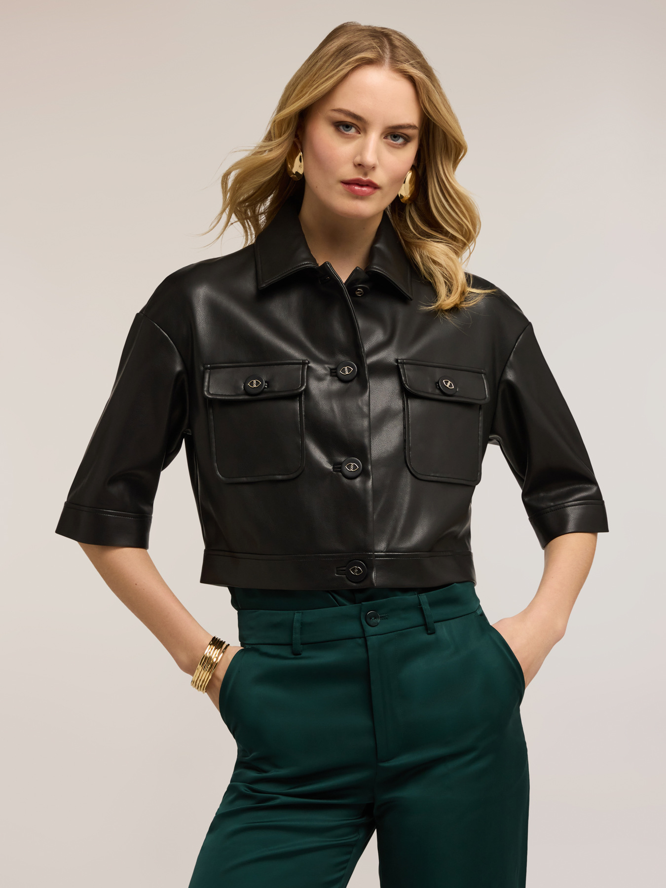 Cropped Jacke mit kurzen &Auml;rmeln image number 0