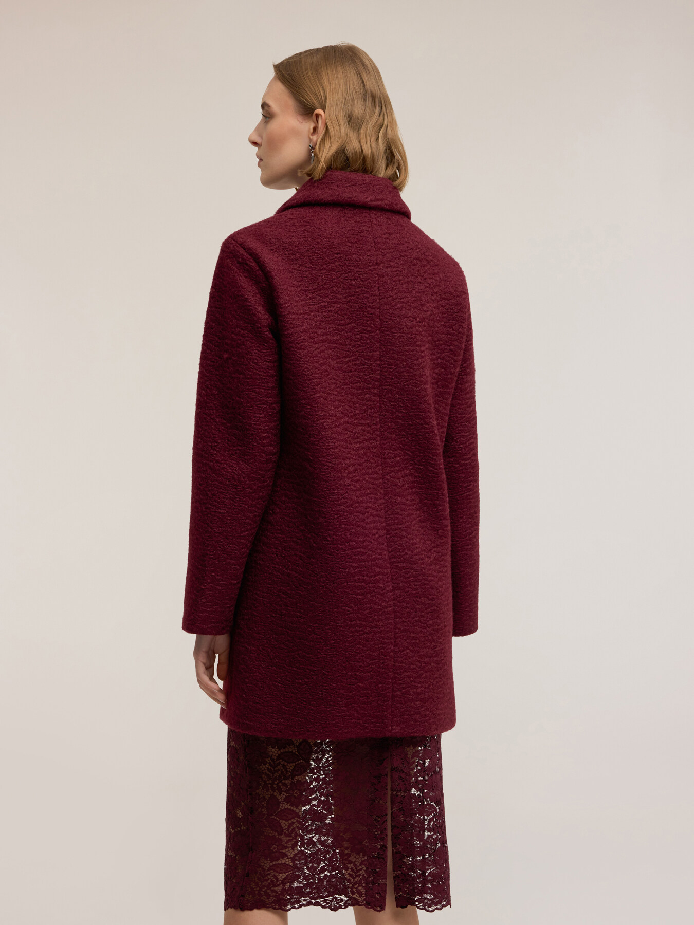 Boucl&eacute; wool coat image number 1