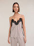 Striped viscose top with lace image number 3