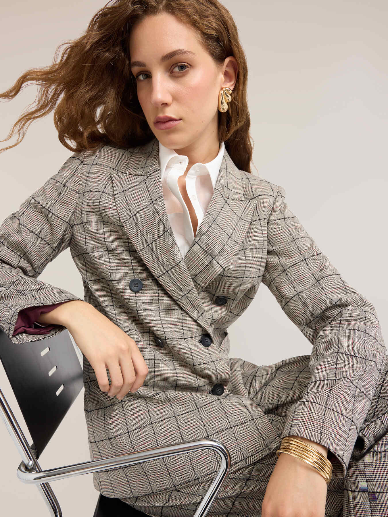 Structured Prince of Wales check blazer image number 3