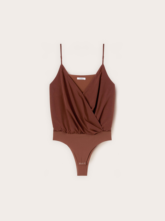 Cr&ecirc;pe de chine wrap bodysuit