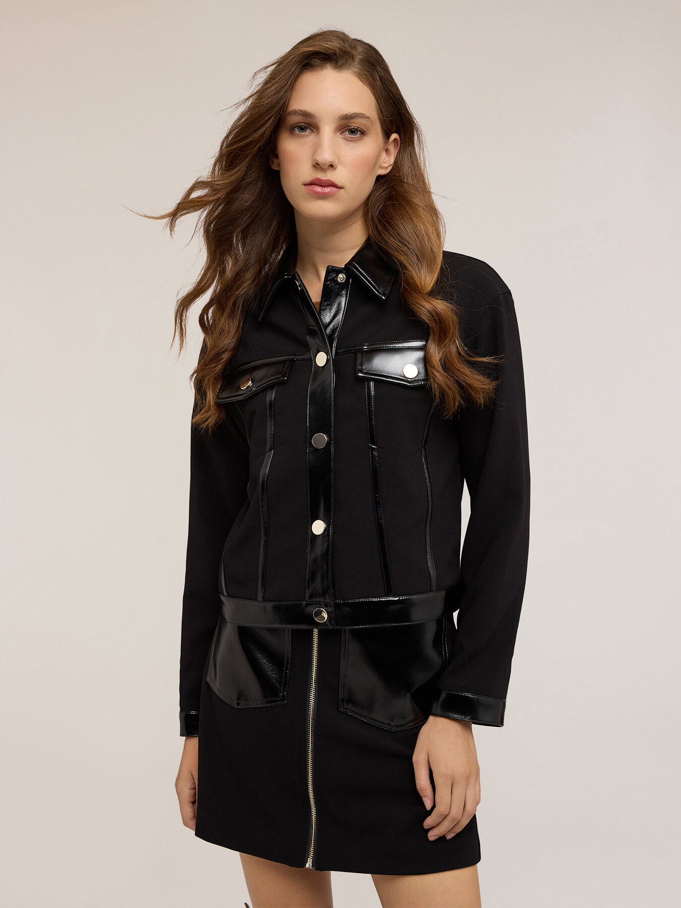 Jacket with patent leather inserts image number 2