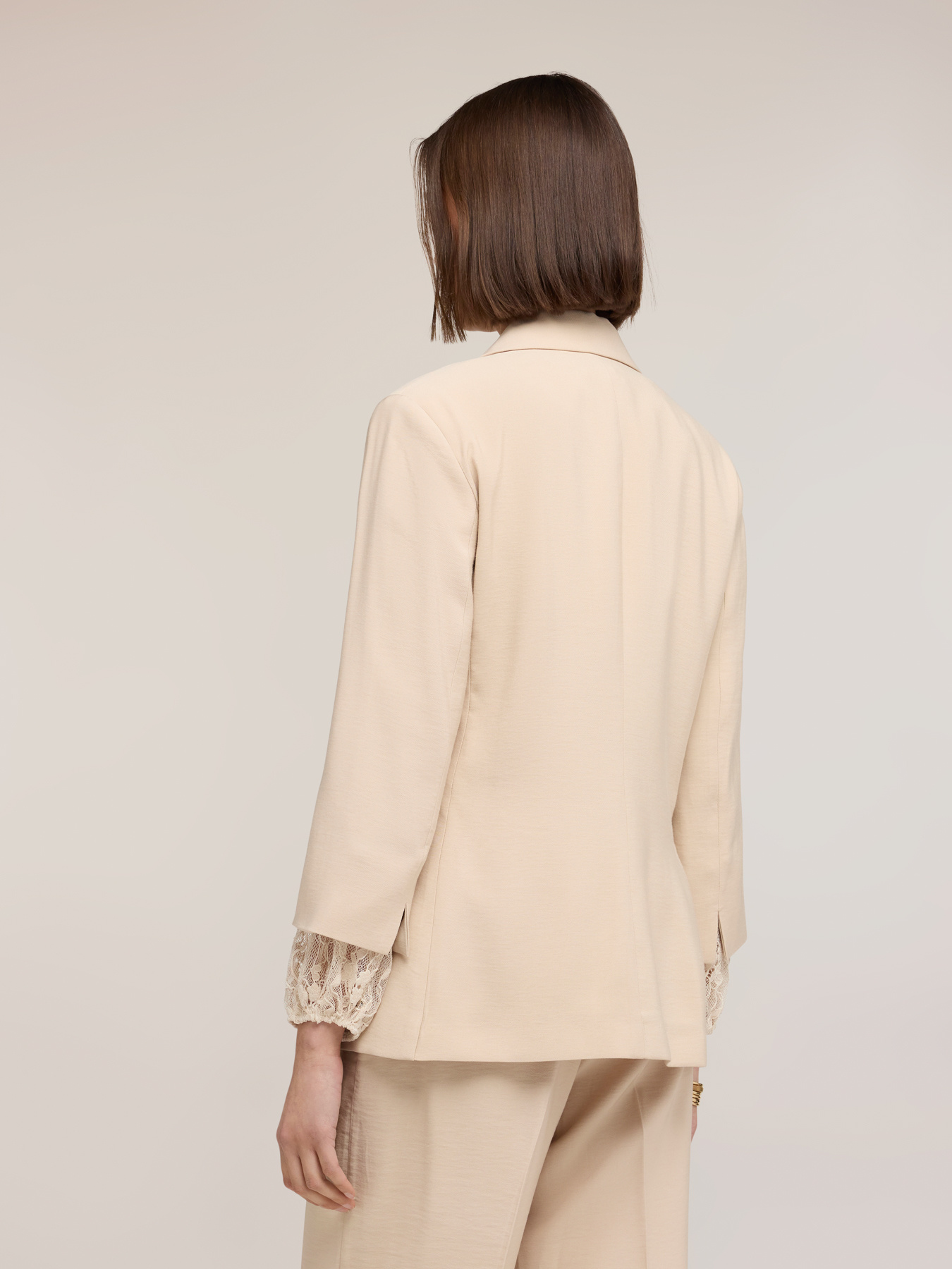Single-breasted tencel blazer with lace image number 1