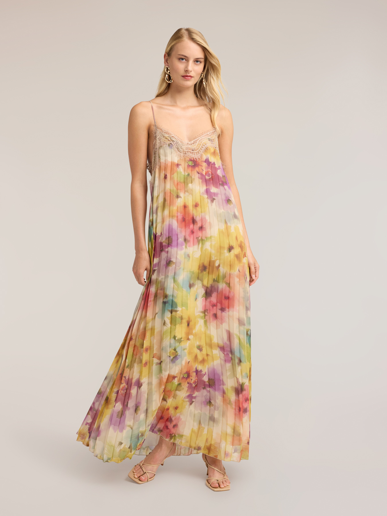 Maxikleid aus plissiertem Chiffon mit Print image number 2