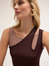 Top in jersey con canotta in tulle image number 2