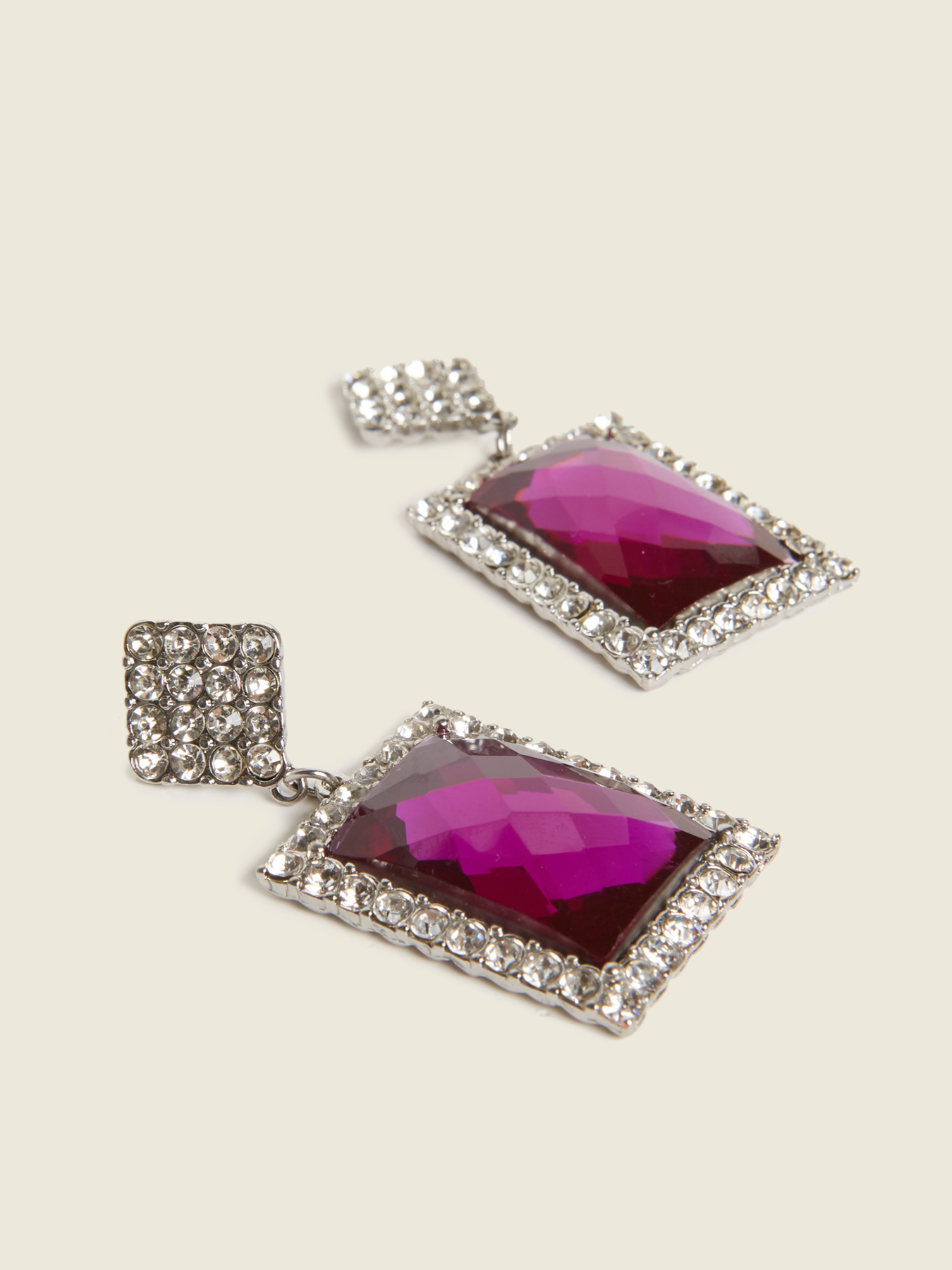 Orecchini color argento con pietra gioiello viola image number 0