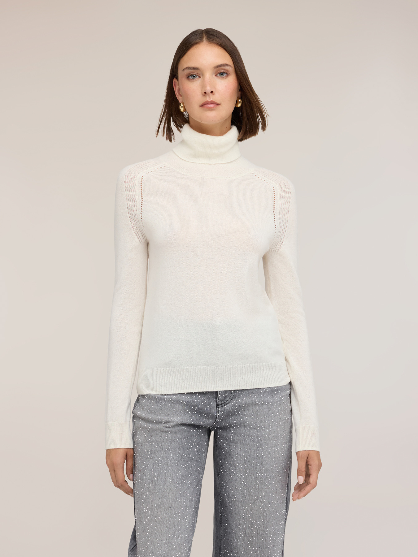 Cashmere turtleneck with ajour&eacute; detail image number 0